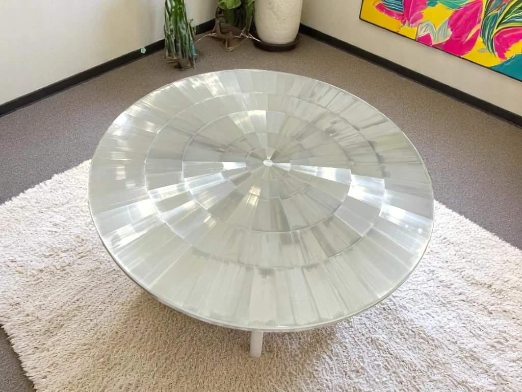 Selenite Coffee Table - Mosaic Sun Burst Pattern 